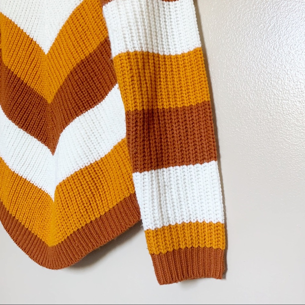 DEREK HEART - burnt orange stripe sweater Sz M - Picture 2 of 6